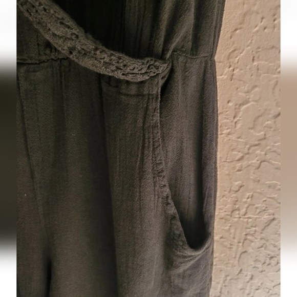 Gauzey Black 100% Cotton Sleeveless Jumpsuit w/ Pockets Small NWT - Picture 4 of 6